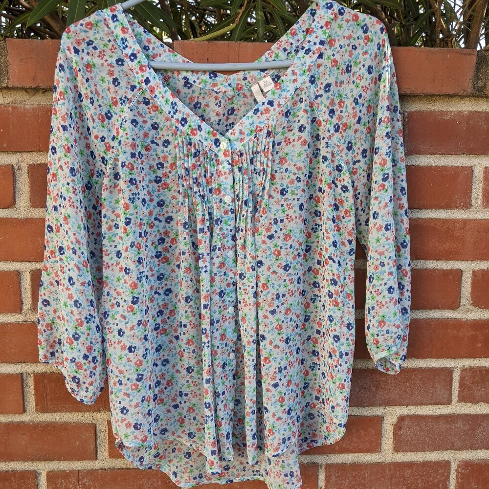 Lauren Conrad Baby Doll Top XS Boho Y2K Floral Romantic